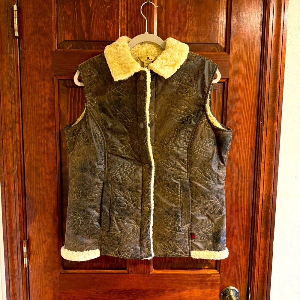 Woolrich Vest Faux Leather Sherpa Lined